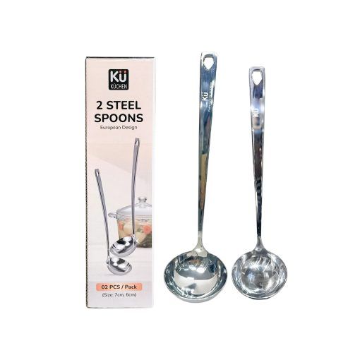 2 STEEL SPOONS EUROPEAN DESIGN SK-SP1-1/SK-SP1-2