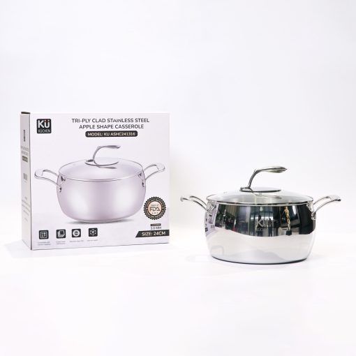 24CM TRI-PLY STAINLESS STEEL APPLE SHAPE CASSEROLE KU ASHC241316